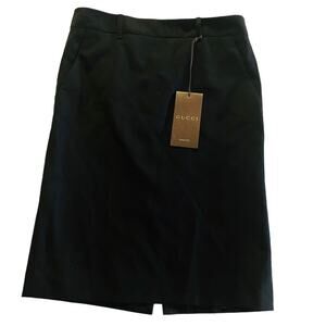 Gucci Black Wool Pencil Knee Length Skirt Uniform